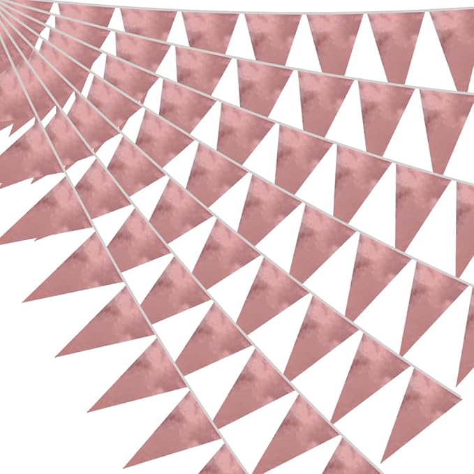 20M/65FT Rose Gold Triangle Pennant Banner Flag Metallic Fabric Bunting Garland by raqieden