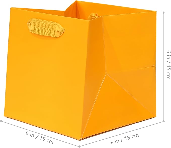 Orange Paper Gift Bag Small Square Bottom Kraft Paper Bags - Image 2