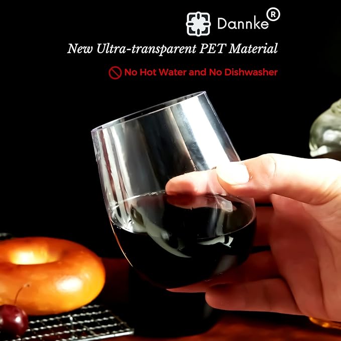 48 Stemless Plastic Wine Glasses - 12oz Clear Disposable Party Cups - Image 4