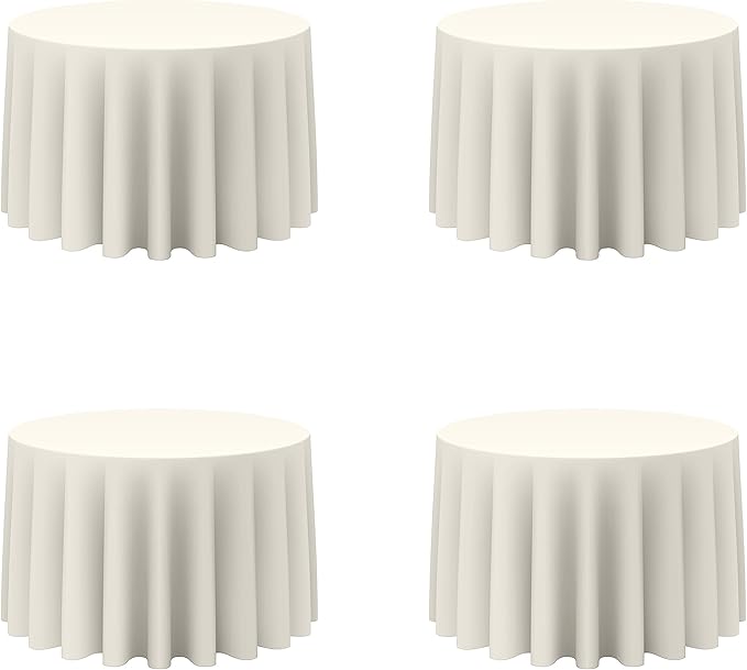 BRILLMAX 4 Pack Ivory Round Tablecloths 108 Inch by BRILLMAX