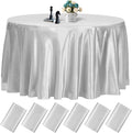 fani 6 Pack 108 Inch Sliver Round Tablecloth by fani