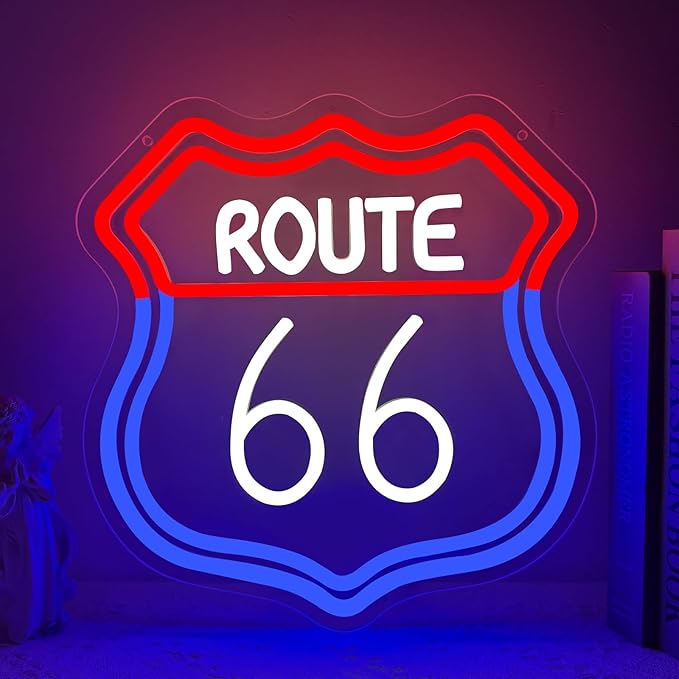 Route 66 Neon Sign, Route 66 Light up Sign Led Neon Light Signs by Unknown