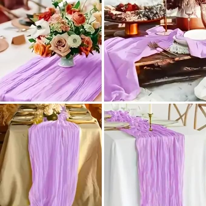 10 Pack Light Purple Cheesecloth Table Runner -21*120Inch Long Boho Wedding - Image 6