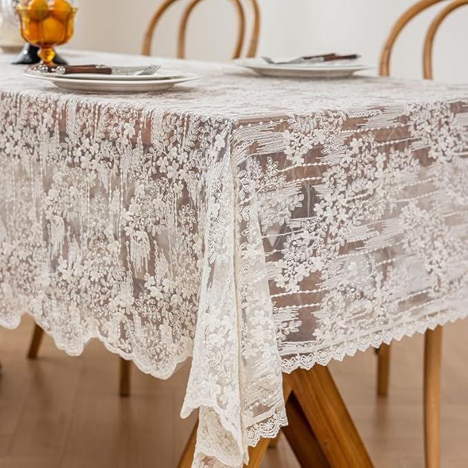 Lace Embroidered Tablecloth. Rectangle Lace Vintage Tablecloth Dustproof Table - Image 5