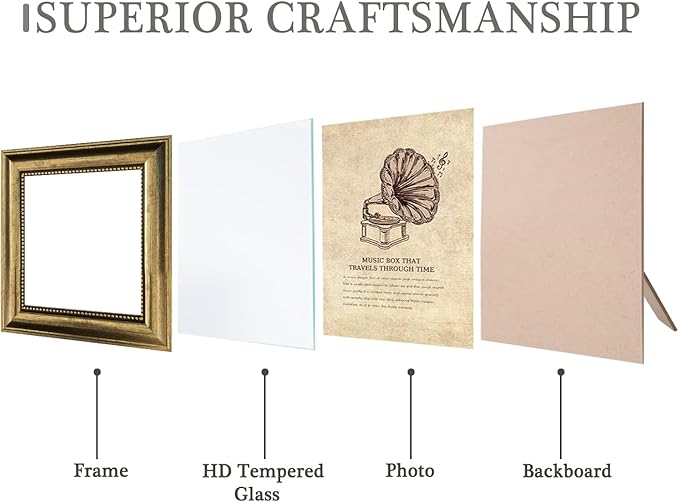5x5 Picture Frame with Real Glass, 4 set Ornate Vintage Picture Frames - Image 3