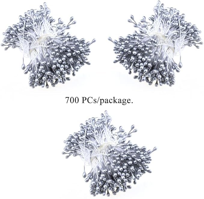 HAHIYO 700Pcs 3mm Silver Pearl Double Heads Pistil Hand-Made Artificial Pistil - Image 6