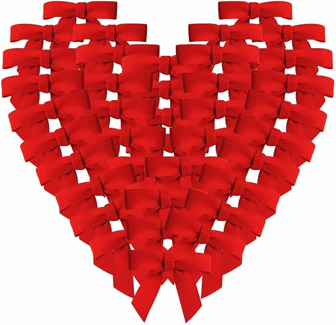 50pcs 1-1/2" Mini Red Satin Ribbon Bows by Micomon