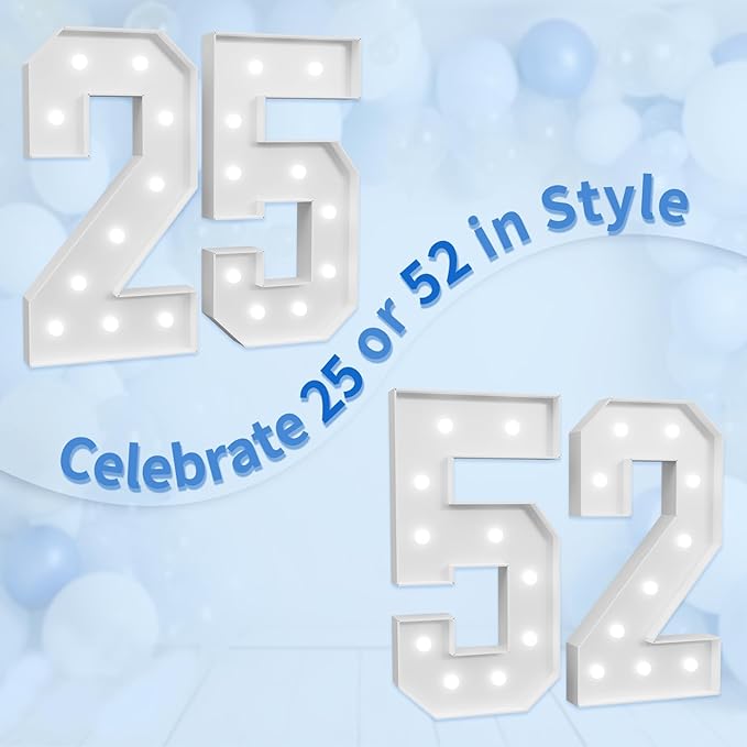 imprsv Marquee Numbers Large 25th-Birthday Decorations: 4ft Light Up Number - Image 6