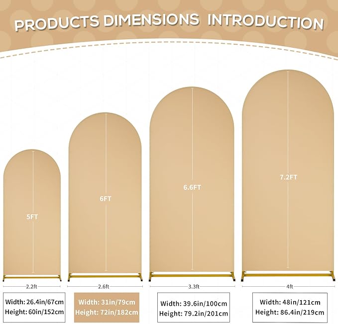 SoarDream Khaki Spandex Arch Cover 6FT Wedding Arch Backdrop Cover Stretchy - Image 5