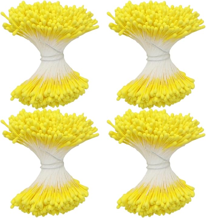 HAHIYO 700Pcs 2mm Yelbow Matte Double Head Flower Stamen Pistil by HAHIYO
