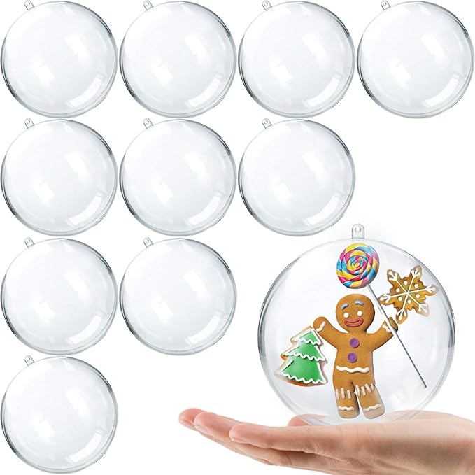Jishi 10pk Clear Plastic Christmas Ornaments by Jishi