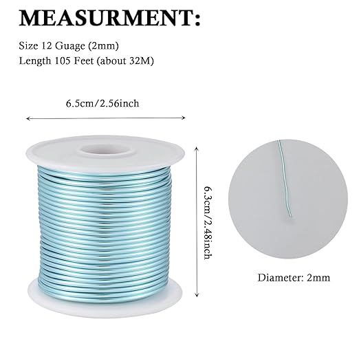 12 Gauge Ice Blue Aluminum Craft Wire - Image 3