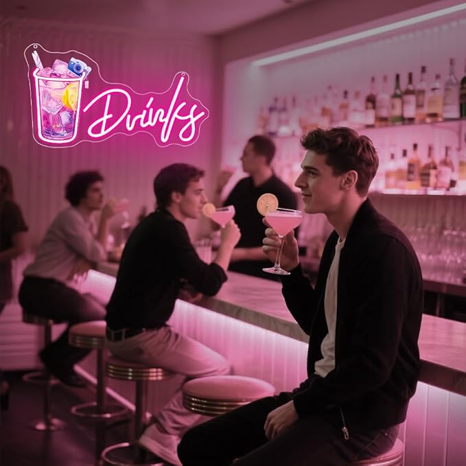 Drinks Neon Signs for Wall Decor, Cool Cocktail Glass LED Sign Art Wall Lights - Image 6