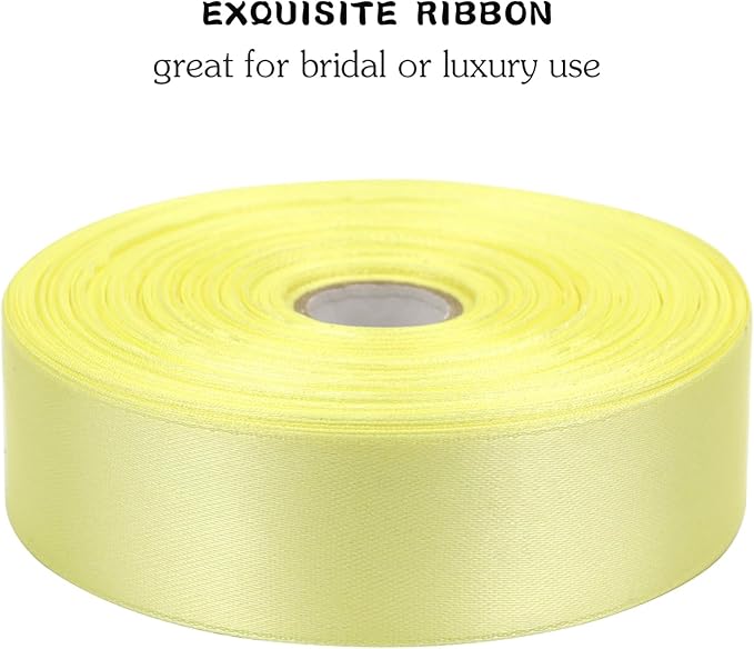 Cream Solid Satin Ribbon 1 Inch 50 Yards Solid Polyester Fabric Ribbon - Image 4