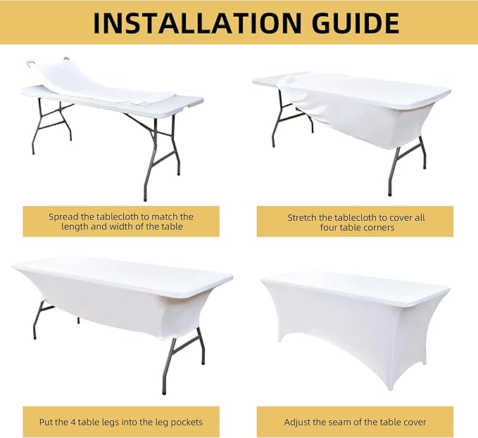 2-Pack 4ft White Spandex Table Covers - Image 5