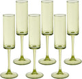 6 Pieces Green Champagne Flutes 6 OZ Straight Sided Wine Glasses Champagne Long by Unknown