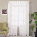 Embroidered Moroccan Tile Lattice Design Gold Sheer Curtains 84 Inch Long by MYSTIC-HOME