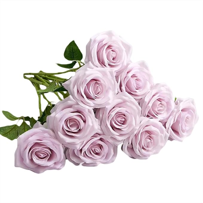 Artificial Rose 10pcs Open Flower Bouquet Faux Rose Stems by IUKnot