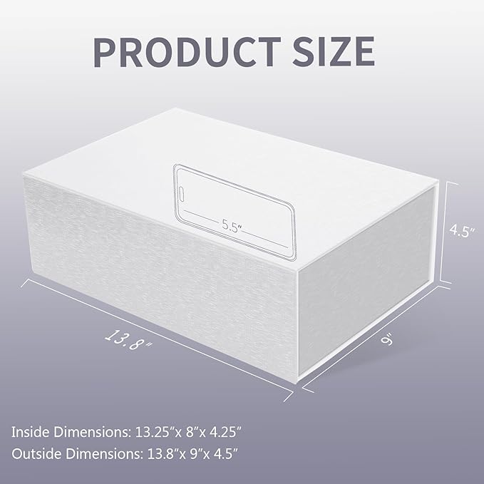 Large White Gift Box, 13.75"x9"x4.5", Gift Boxes - Image 2