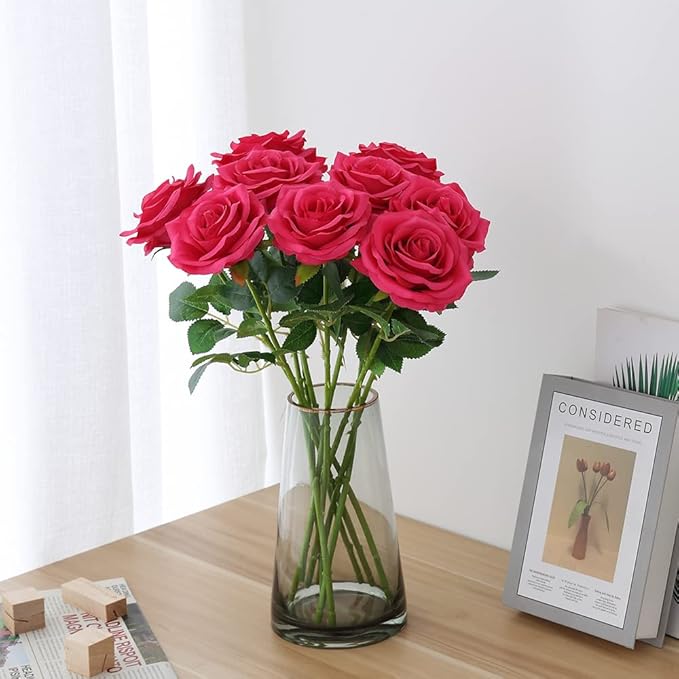 Artificial Rose 10pcs Open Flower Bouquet Faux Rose Stems - Image 5