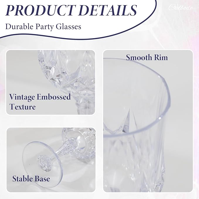 Plastic Wine Glasses Set of 12 – 7oz Unbreakable Clear Drinking Glasses - Image 3