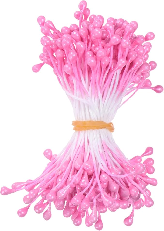 150-Pack Flower Stamens for Crafts, 5mm Double Heads Artificial Pearl Floral by MMETERXITY