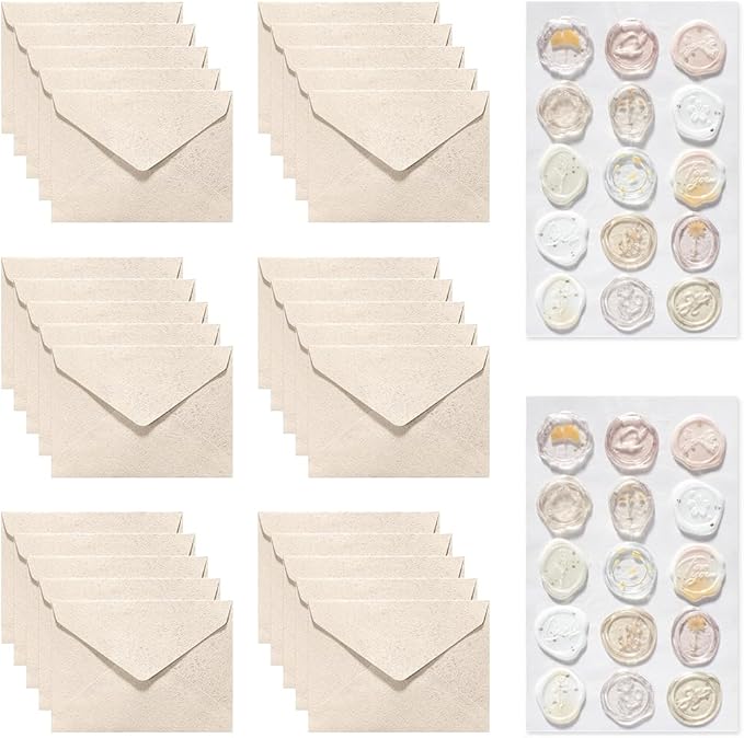 30 Pieces A6 Envelopes with 30 Seal Stickers, 6.32 x 4.45 inch Envelopes by Youteer