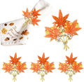 Maple Leaves Napkin Rings Set of 6, Fall Party Napkin Holder Buckles, by Unknown