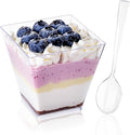 YOUBET 102 PCS Plastic Dessert Cups - 8oz Clear Square Cups - 51 Pack Mini by YOUBET