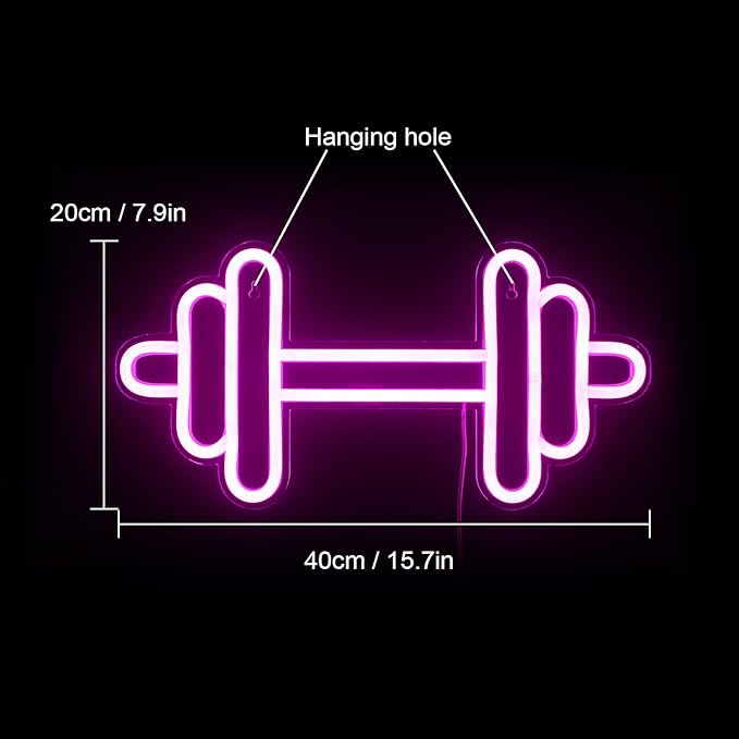 Lucunstar Gym Neon Sign, Barbell Dumbbell Shaped Neon signs Pink Neon Lights - Image 2