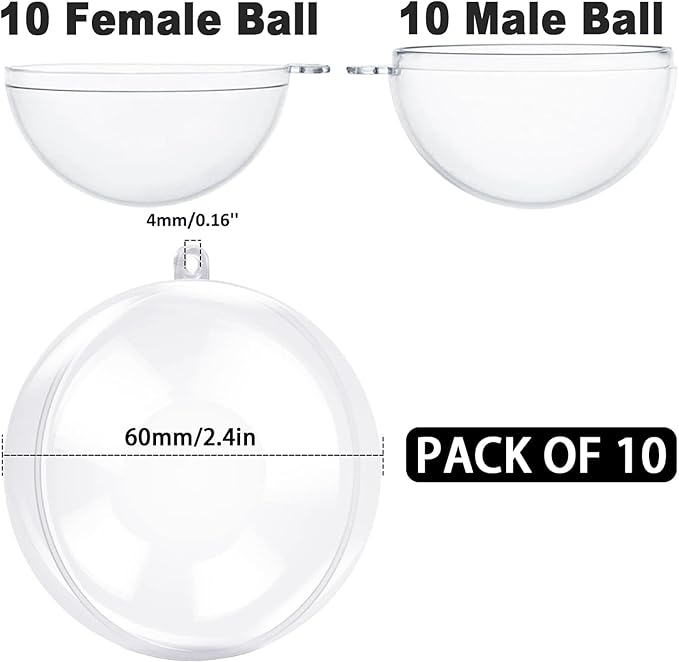 Jishi 10pk Clear Plastic Christmas Ornaments - Image 2