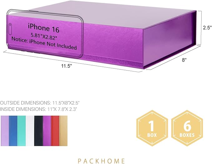 PACKHOME 6 Gift Boxes 11.5x8x2.5 Inches, Sturdy Shirt Boxes - Image 2