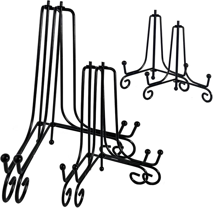 6PCS 3 Size Black Iron Plate Stands by HENABLE