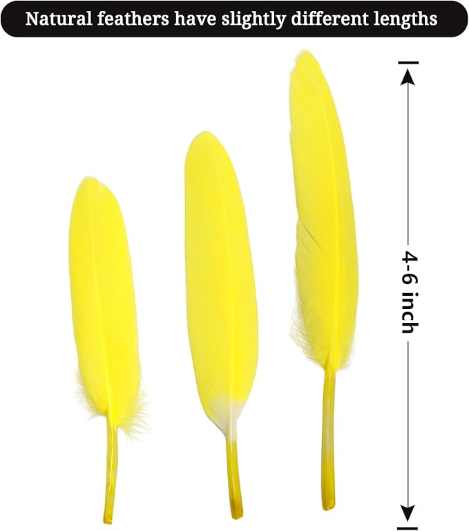 FeelfunFeather 120pcs Yellow Goose Cochettes Feather Natural Bulk 4-6 inch - Image 2