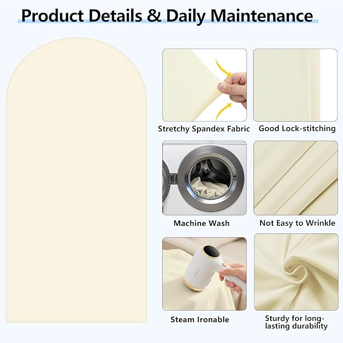 HEMMOTOP 6.6 ft Light Beige Arch Backdrop Cover, Spandex Arch Covers Stretchy - Image 4