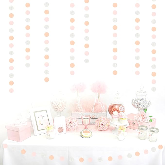 Pink-Silver Peach Birthday Party-Decorations Streamers - 52FT Hanging Paper - Image 5