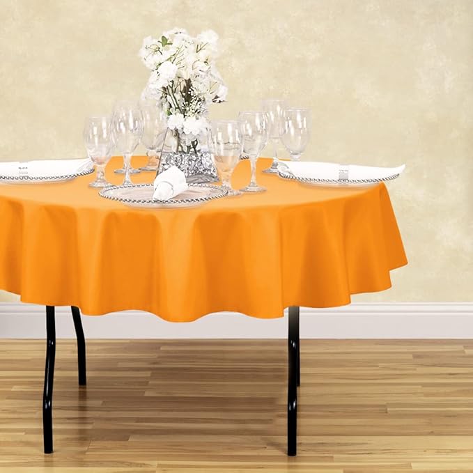 LinenTablecloth 70-Inch Round Polyester Tablecloth Pumpkin - Image 3