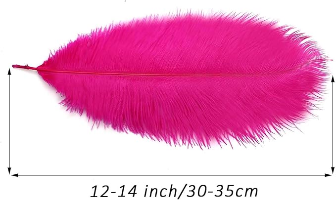 YAKRUNA 30PCS Hot Pink Ostrich Feathers Bulk 12-14 Inches - Image 2
