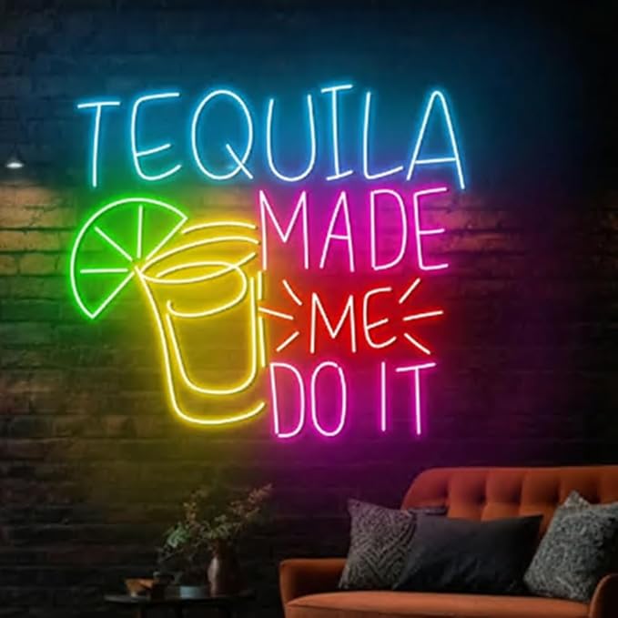Tequila Made Me Do It Neon Wall Sign, Tequila Led Wall Sign, Cocktail Neon Wall - Image 3