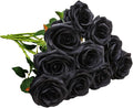 Artificial Rose 10pcs Open Flower Bouquet Black Faux Rose Stems by IUKnot
