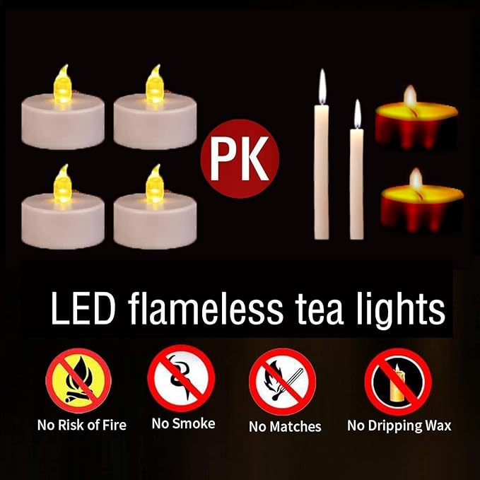 Nancia Tea Lights, Flickering Warm Yellow, 200 Hours Battery-Powered Tea Light - Image 6