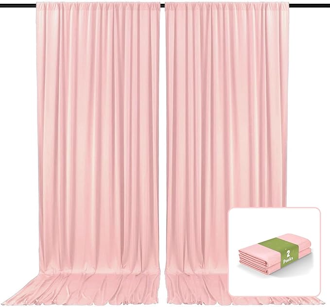 2 Panels Light Pink Backdrop Curtain, 10 x 7 Feet Background Curtains by Zankubom