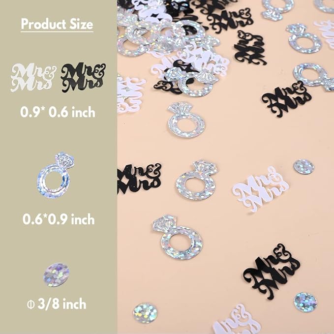 Wedding Party Table Confetti– 1.5 OZ | Mr and Mrs Diamond Ring Confetti - Image 4