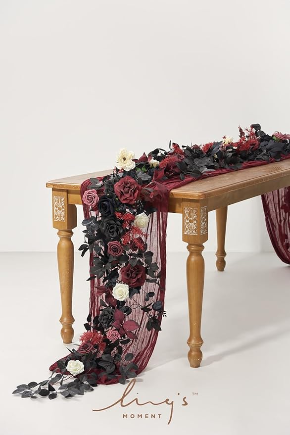 Ling's Moment Flower Garland - 6FT Eucalyptus & Rose - Sweetheart Table Decor - Image 2