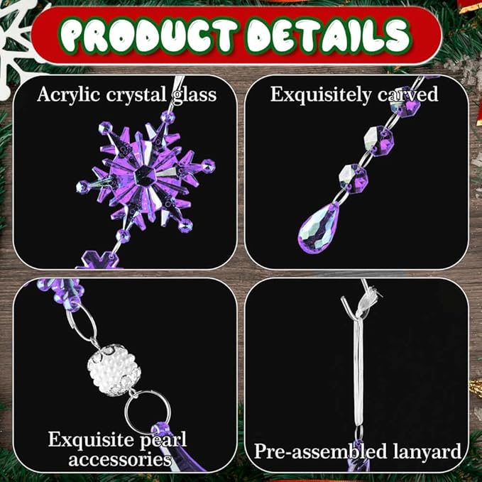 Lanpn 26 Pcs Christmas Ornaments Crystal Christmas Tree Decoration, Hanging - Image 4
