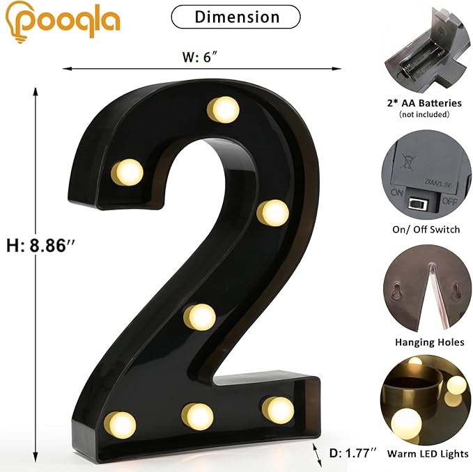 Pooqla Decorative Led Light Up Number Letters - Image 4