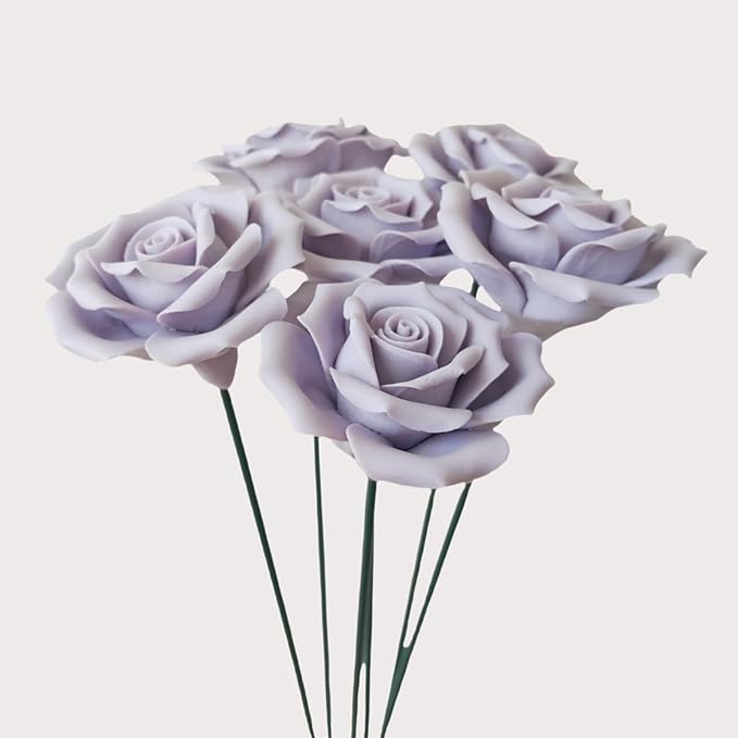 6 pcs Handmade Ceramic Roses, Featuring Vibrant Colors and Intricate Petal by wybdtic