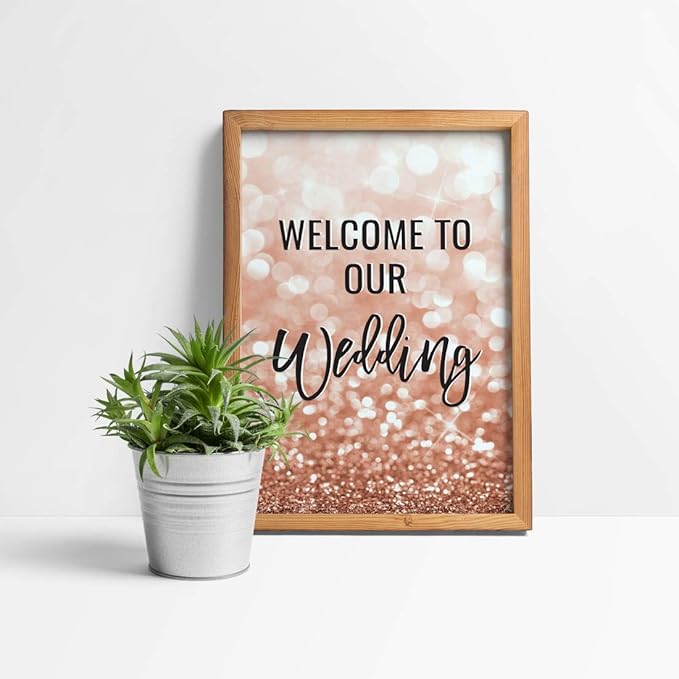 Andaz Press Extra Large Wedding Easel Board Party Sign, 12x18-inch, Glitzy Faux - Image 6