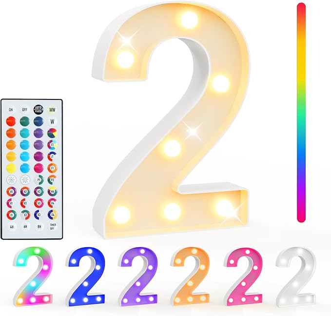 Pooqla Colorful Light Up Numbers, 35 Colors LED Marquee Number Lights by Pooqla