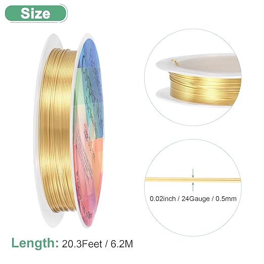 0.5 mm/24 Gauge Copper Wire for Jewelry Making, 20.3FT Copper Beading Craft - Image 3